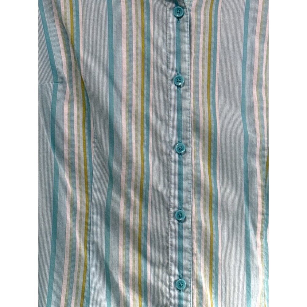 Coldwater Creek Womens No Iron Striped Button-Down Shirt Size L/14 100% Cotton - Picture 2 of 7